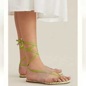 NIB Anthropologie Transparent Zebra Lace Up Sandals-Lime. Size EU 38/US 7.5